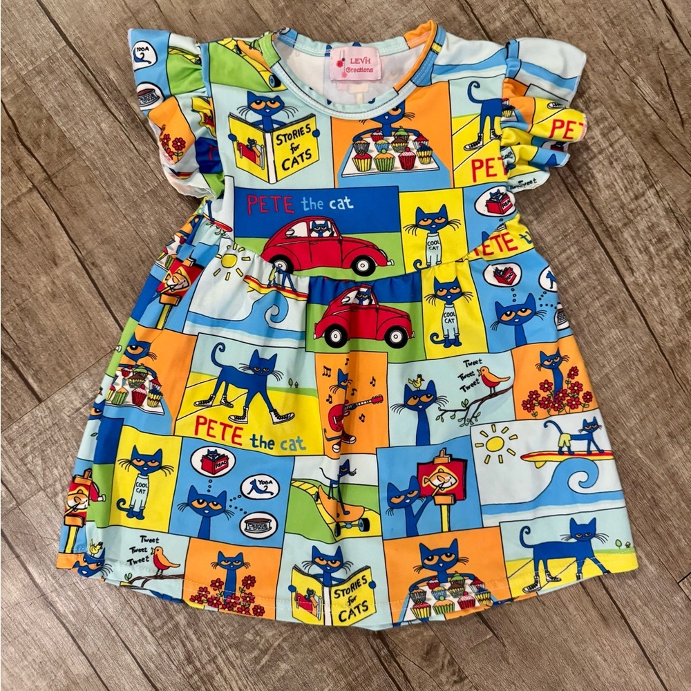 Handmade Pete the Cat‎ Inspired Twirl Dress | Flutter Sleeve 12–18M